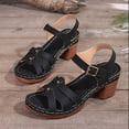 thumbnail image 4 of Slingback Heels for Women Trendy Splice Peep Toe Sandals Ankle Strap Buckle High Heeled Summer Dress Pumps Shoes Black Size 8, 4 of 7