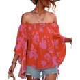 thumbnail image 2 of Camisa con mangas acampanadas y hombros descubiertos, blusas con hombros descubiertos para mujer, blusa con hombros descubiertos y dobladillo alto y bajo, blusas con hombros descubiertos, muy recomendable, 2 of 6