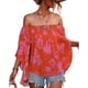 thumbnail image 2 of Camisa con mangas acampanadas y hombros descubiertos, blusas con hombros descubiertos para mujer, blusa con hombros descubiertos y dobladillo alto y bajo, blusas con hombros descubiertos, muy recomendable, 2 of 6