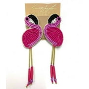 Kenneth Jay Lane Pink Flamingo Bead Drop Pierced Earrings