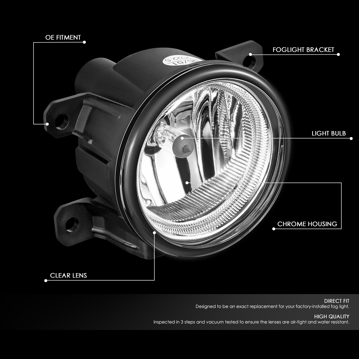 DNA Motoring For 13-21 Honda Civic Accord FIT HR-V OE Style Chrome Clear Fog Light Lamps Pair Replacement
