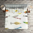 thumbnail image 2 of Ambesonne Fish Quilted Coverlet 3 Pcs, Hunting Hobby Leisure, Queen Size, Multicolor, 2 of 2