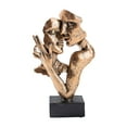 thumbnail image 4 of deevoka Abstract Face Sculpture Kissing Statue Kissing Lover Statue Crafts Love Figurine Brass Colored, 4 of 9