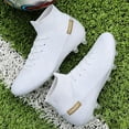 thumbnail image 2 of High-Top PU Leather Soccer Cleats for Men/Women/Youth – Lace-Up Long Studs Football Shoes for Turf & American Football Training, 2 of 5