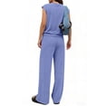 thumbnail image 4 of Stichou Summer 2 Piece Lounge Sets for Women Cap Sleeve Tops Wide Leg Pants 2026 Workout Sets Loose Fit Casual Tracksuit Light Blue S, 4 of 6