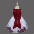 thumbnail image 5 of LiiYii Kids Girls Sleeveless Bowknot Petals Party Gowns Wedding Junior Bridesmaid Dress Flower Girl Dress Burgundy 8, 5 of 9