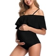 thumbnail image 4 of Women Plus Size One Piece Swimsuits Tummy Control Flounce Off Shoulder Bathing Suits for Maternity, 4 of 6