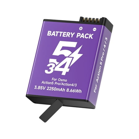 CITYORK Rechargeable DJI Osmo Action 5 Pro Batteries 1-Pack 2250mAh for DJI Osmo Action 5 Pro,Osmo Action 4 and Osmo Action 3