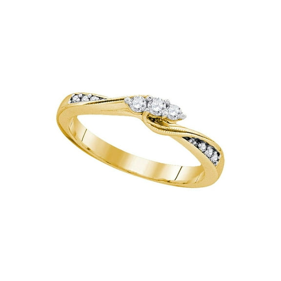 10kt Yellow Gold Womens Round Diamond 3-stone Promise Ring 1/6 Cttw