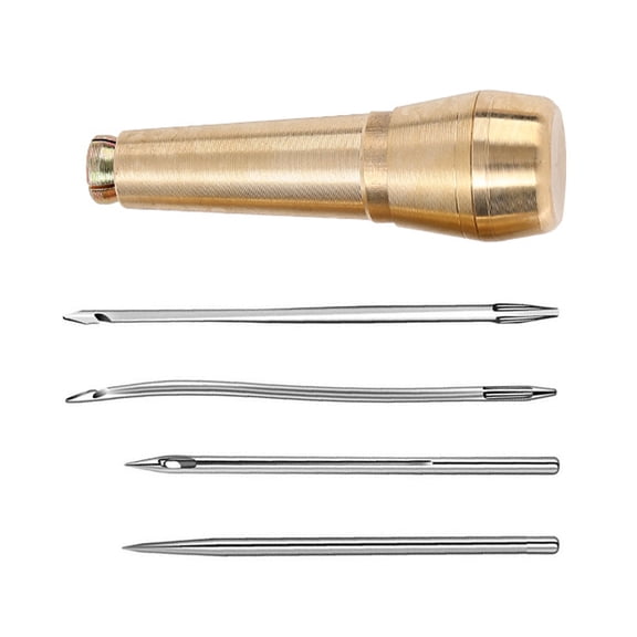 Leather Sewing Awl Tool with Handle Leatherworking Tool Curved/Straight Hook Needle Awl For Leather Thick Canvas Fabric