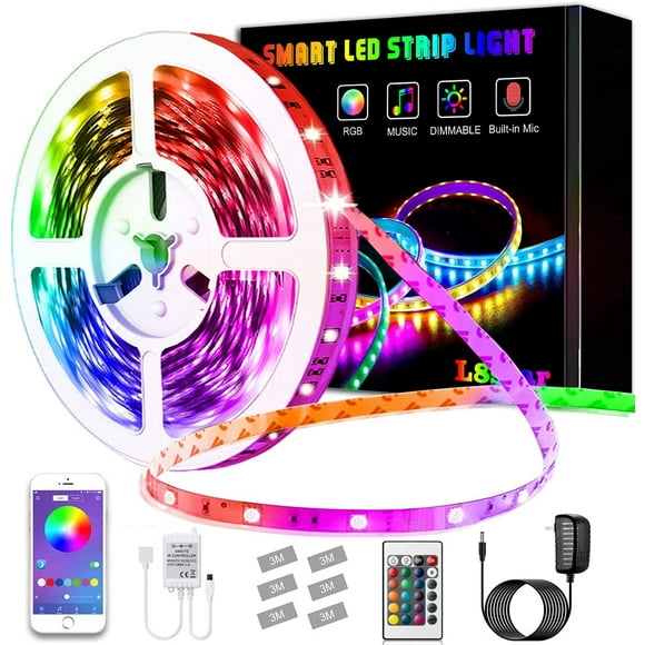 Led Lights Strip For Bedroom, Led Lights 16.4Ft/5M Smart Rgb Led Strip Lights With Bluetooth And Remote Controller Led Light Strips Sync To Music