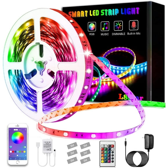 Bande de Lumières Led pour Chambre à Coucher, Lumières Led 16,4 Pieds / 5M Rgb Intelligent A Mené des Lumières de Bande avec Bluetooth et Télécommande A Mené des Bandes de Lumière Synchronisées à la Musique