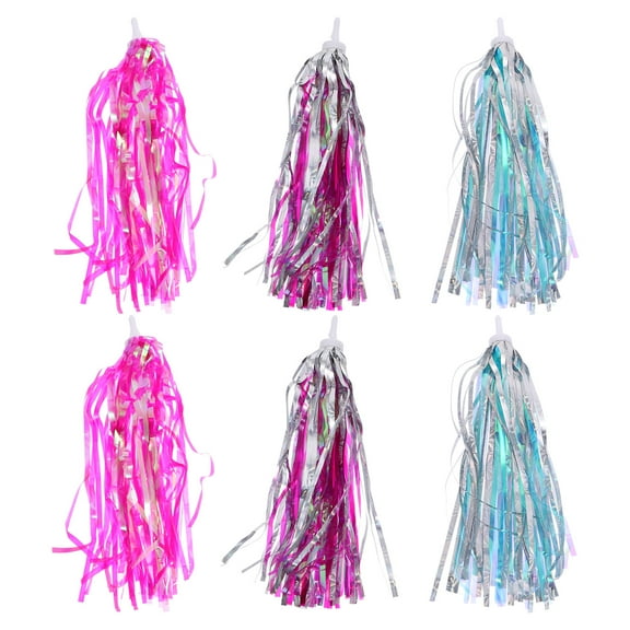 LABSERRON Assorted Color Child Bike Streamers 3 Pairs Plastic Handlebar Ribbons for Decoration