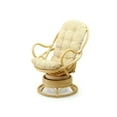 thumbnail image 3 of Java Lounge Swivel Rocking Chair with Cream Cushion Natural Rattan Wicker Handmade, Natural, 3 of 6