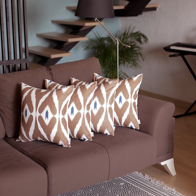 Ikat Housse de Coussin Décorative Carrée 18 Pouces (Ensemble de 4)