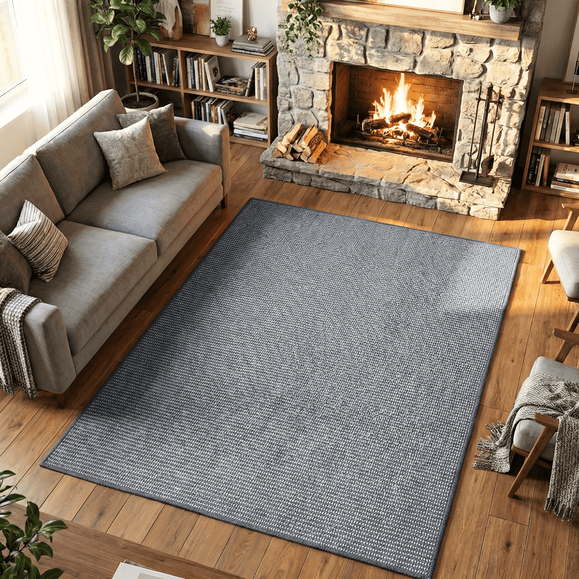 WANLISELL 5' x 7' Area Rug for Living Room, Modern Soft Carpet Washable Rugs, Indoor Low-Pile Rug for Dining Room Bedroom Kitchen Office, Gray & White