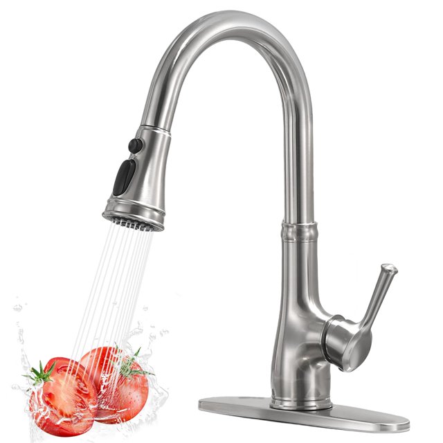 Grifo de cocina WEWE de una sola manija de acero inoxidable y níquel cepillado