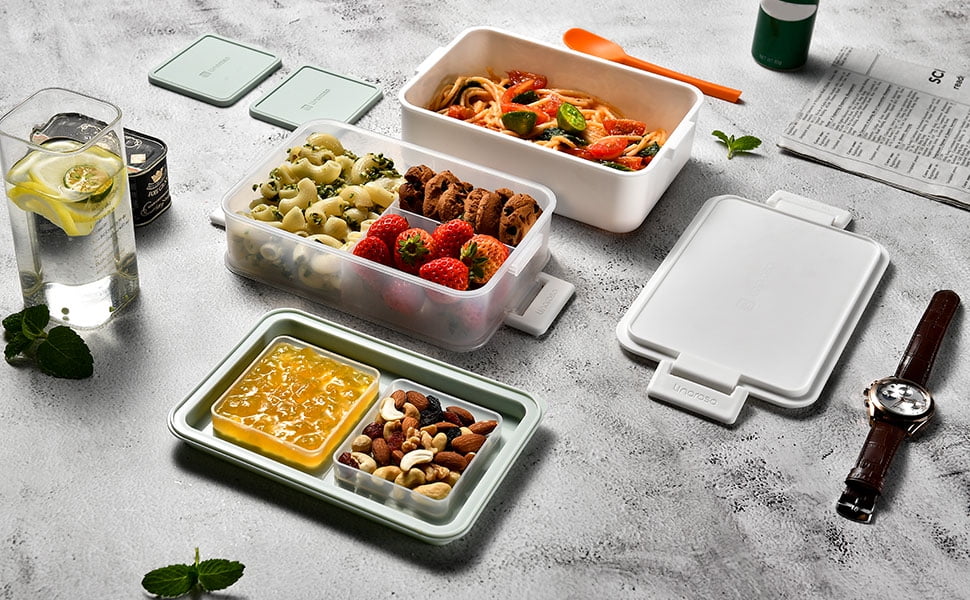 Linoroso All-in-One Stackable Bento Lunch Box Linoroso Color: Chalk White