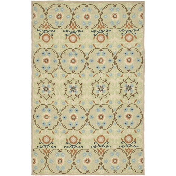 SAFAVIEH Chelsea Odetta Floral Wool Area Rug, Sage/Ivory, 7'9" x 9'9"