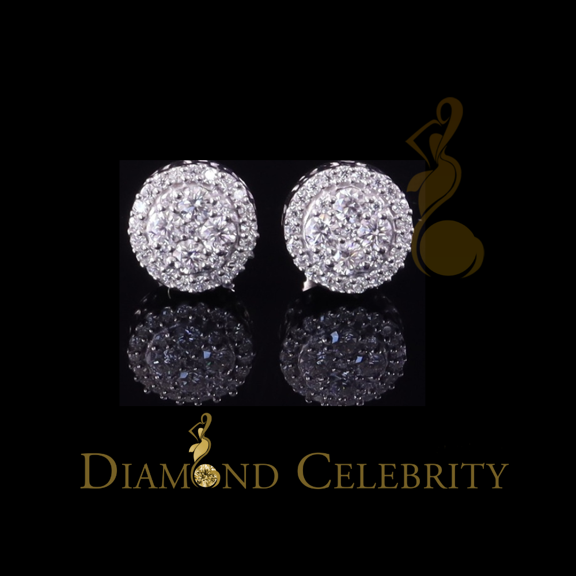 Diamond Celebrity's 0.50ct VVS 'D' Moissanite Round Men's/Womens 925 Silver White Stud Earrings