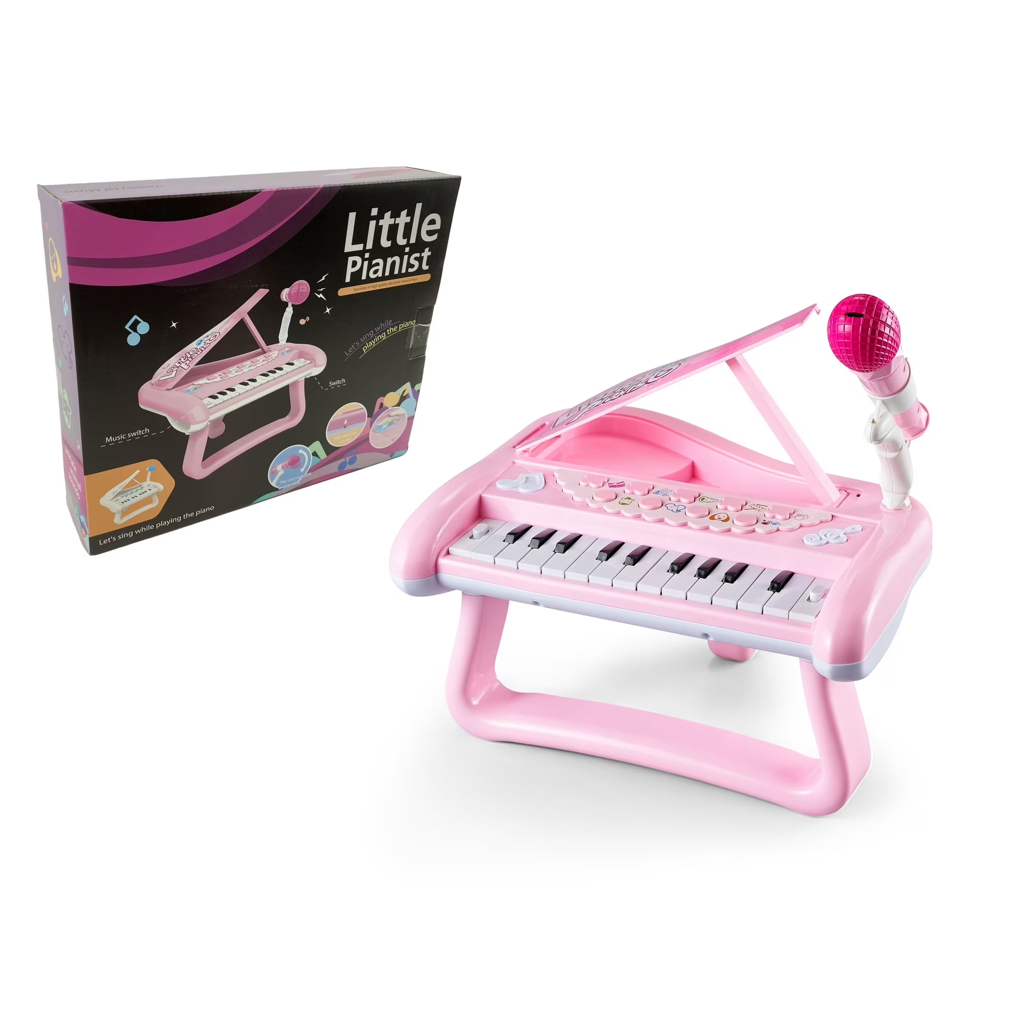 Tepear First Birthday Toddler Piano Toys for 1 Year Old Girls, Baby Musical Keyboard 22 Keys Kids Age 2 3 Play Instrument with Microphone
