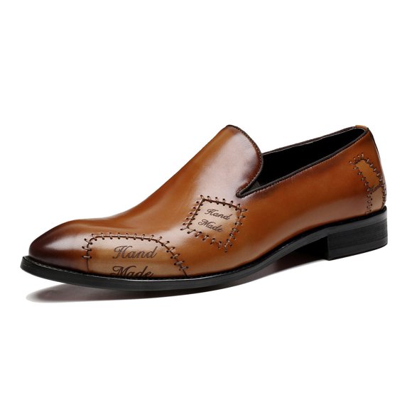 Santimon Brown Dress Shoes for Men Classic Slip on Loafers Casual Moccasin US 9