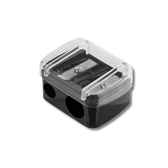 Dual-Hole Pencil Sharpener with Lid for Cosmetic & Regular Pencils
