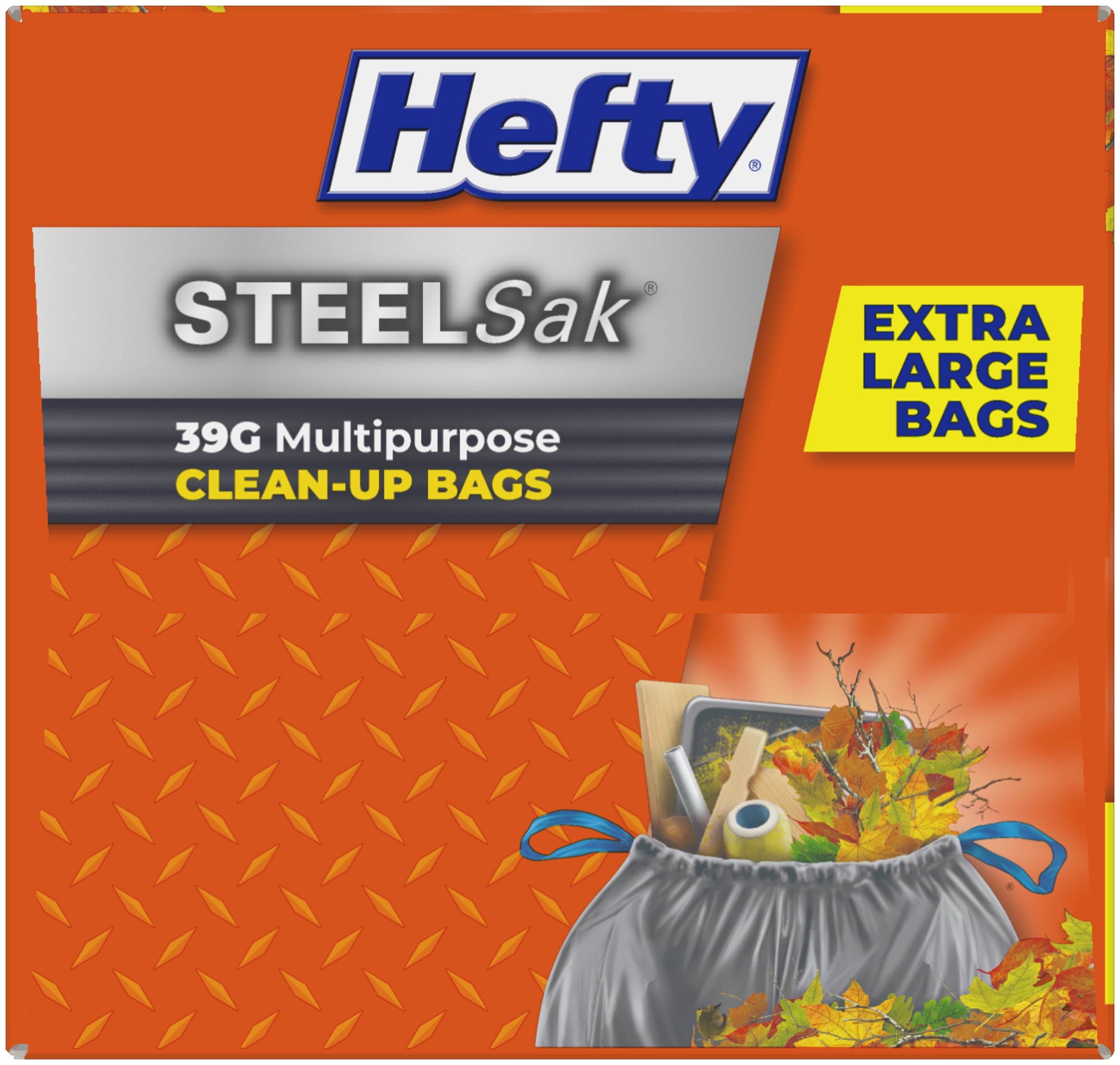 33 Gallon, 30 Count, Hefty Steelsak Heavy Duty Large Trash Bags, Gray,  Unsce.