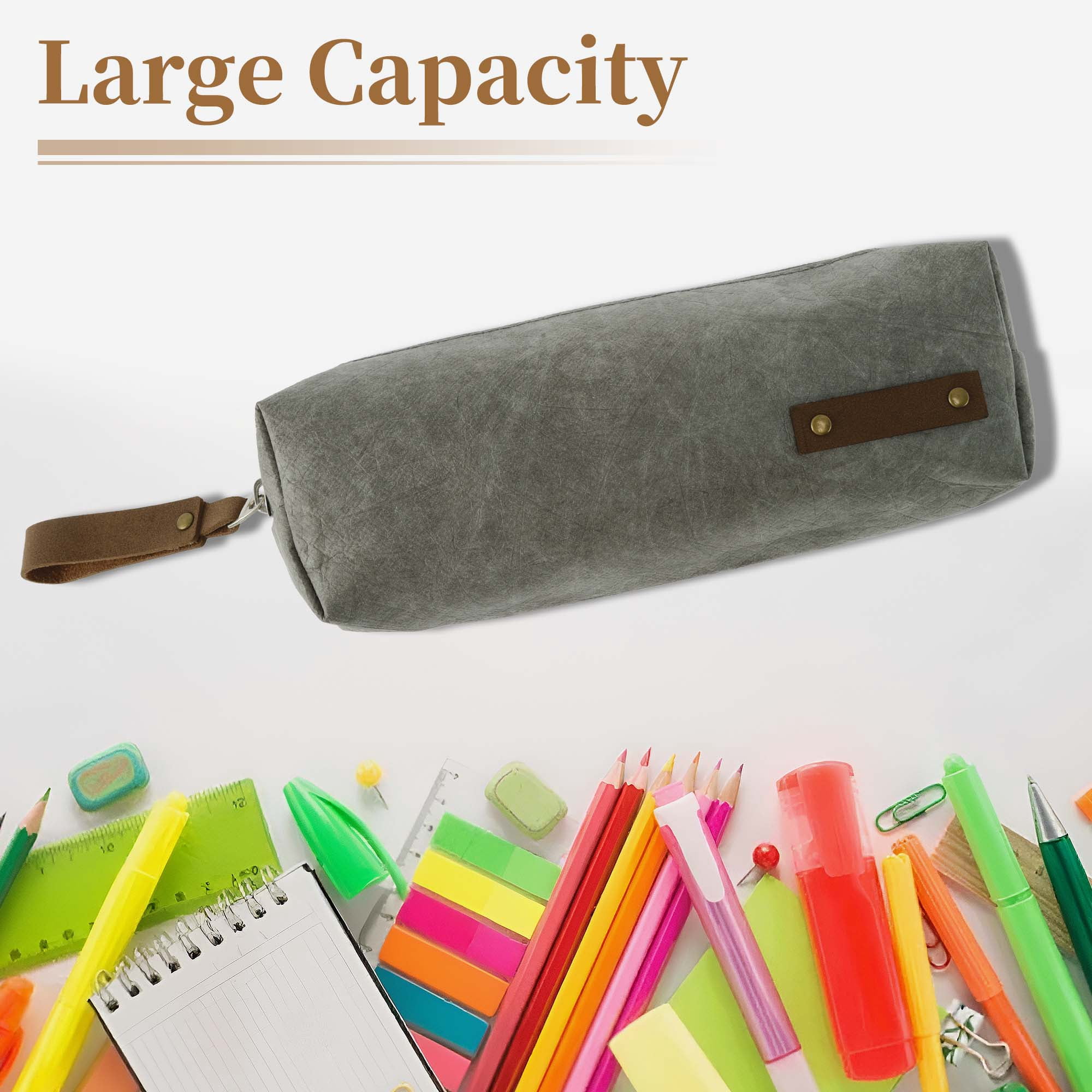 Unique Bargains s Paper Style Aesthetic Pen Bag Organizer Gray