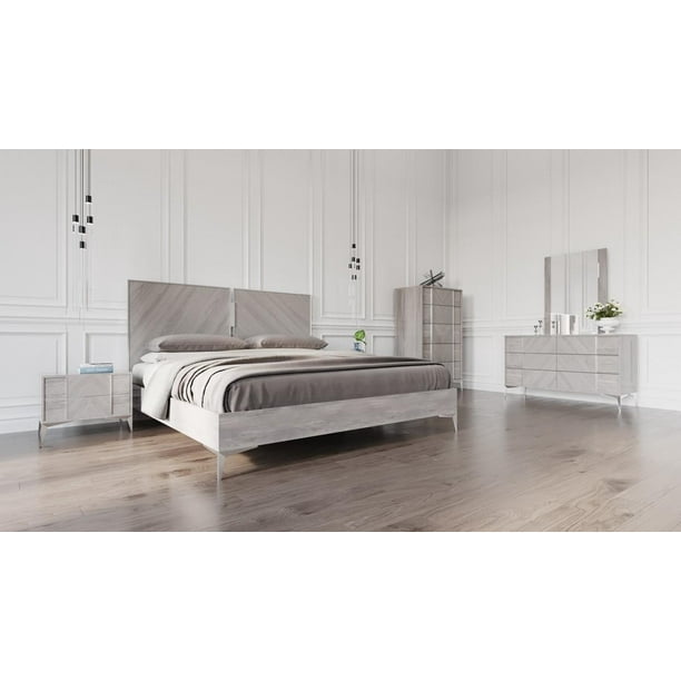 Premium Italian Modern Grey Queen Size, Grey Queen Size Bedroom Sets
