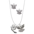 thumbnail image 1 of Delight Jewelry Silvertone Dove Silver tone Guardian Angel Charm Necklace and Stud Earrings, 1 of 4