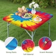 thumbnail image 4 of Colorful Rainbow Tie Dye Spiral Pattern Square Fitted Tablecloth with Elastic Edge,Square Table Cover,Washable Elastic Table Cover for Home Kitchen Party Decor 36"x36", 4 of 6
