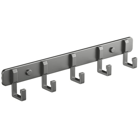 NICEXMAS Wall Mounted Coat Rack with 5 Hooks for Home Heavy Duty Space Aluminum Grey