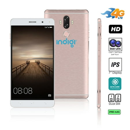Indigi® Unlocked 4G LTE 6-inch Android 7.0 Octa-Core 1.3GHz SmartPhone (Fingerprint + 2SIM Slots + Bluetooth) Rose