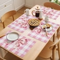 thumbnail image 5 of Placemat Set of 6 Rose Bow Placemats for Dining Table Pink White Check Washable Table Mats for Kitchen and Party Decor Indoor & Outdoor Use, 5 of 8