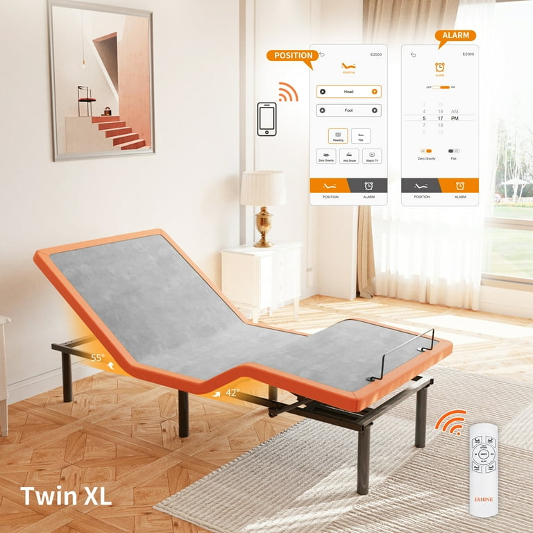 激安 超特価商店街  Frame Bed Adjustable XL Twin ESHINE + Foam Memory inch 12 コミック・アニメ