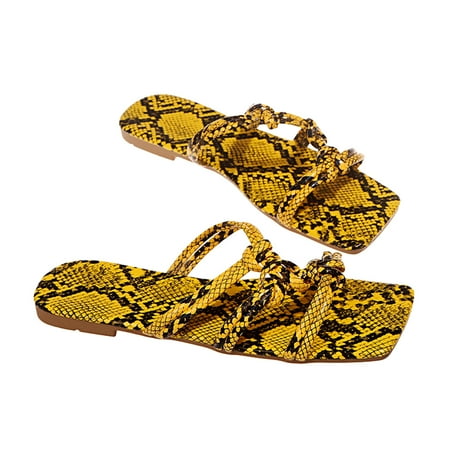 

QYZEU Women s Knit Open Toe Kitten Heels Sandals Womens Shoes Work Office Slippers Toe Serpentine Slip Womens On Squared Summer Shoes Printed Flat Women s Sandals