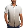 thumbnail image 3 of Sentmoon Men's Button down Shirts Oversized Relaxed Turndown Collar Short Sleeve Man Clothes Gradient Color Spring Tops for Mens 2025 Streetwear for Picnic & Weekend Outings Coffee L, 3 of 7