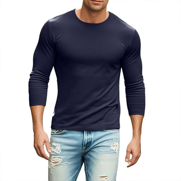uikmnh Mens T Shirts Men's Soft T Shirt Hem Lightweight Long Sleeve Casual Basic Tee Shirt Size:M