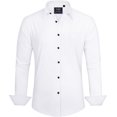 thumbnail image 1 of J.VER Camisas de vestir para hombre, camisa formal de manga larga, elástica, sin arrugas, informal, con botones, 1 of 4