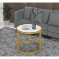 thumbnail image 2 of Round Nesting Tea Table Coffee Table Set of 2 , Modern Metal Frame for Living Room, White/Bronze Gold, 2 of 5