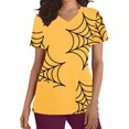 thumbnail image 2 of Alkepwun Halloween Scrubs Women's V-Neck Short Sleeve Funny Halloween Spider Web Printed Holiday Scrub Tops, 2 of 5