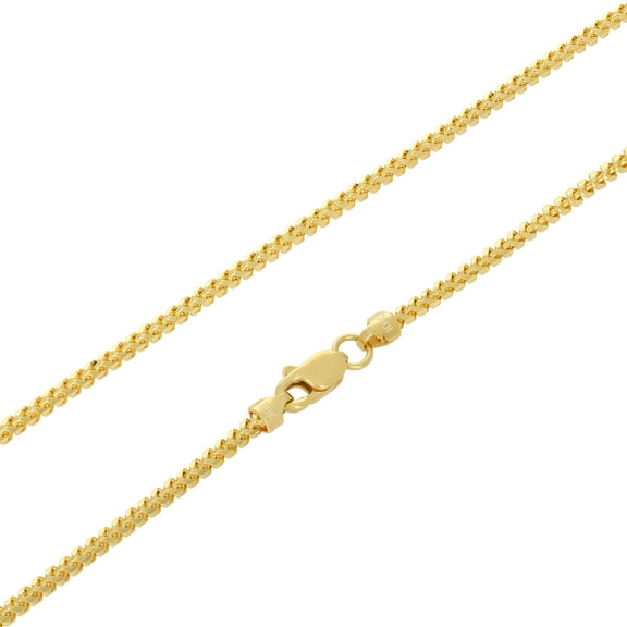 Nuragold 10k Real Yellow Gold Solid Franco Diamond Cut 1.4mm Spiga Wheat Chain Necklace (16"-30") Italian Jewelry for Men & Women