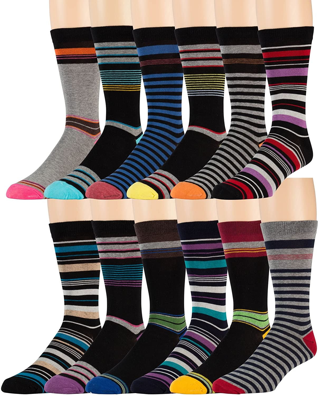 6 Pairs of Mens Dress Socks, Colorful Patterned Assorted Styles 12