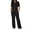 ☃161-Black, variant on Xuyuer Women's Short Sleeve Round Neck Fitted Elastic Waist Drawstring Wide Leg Pants Set -Casual Outfit with Streamlined Silhouette for Modern Daily Wear