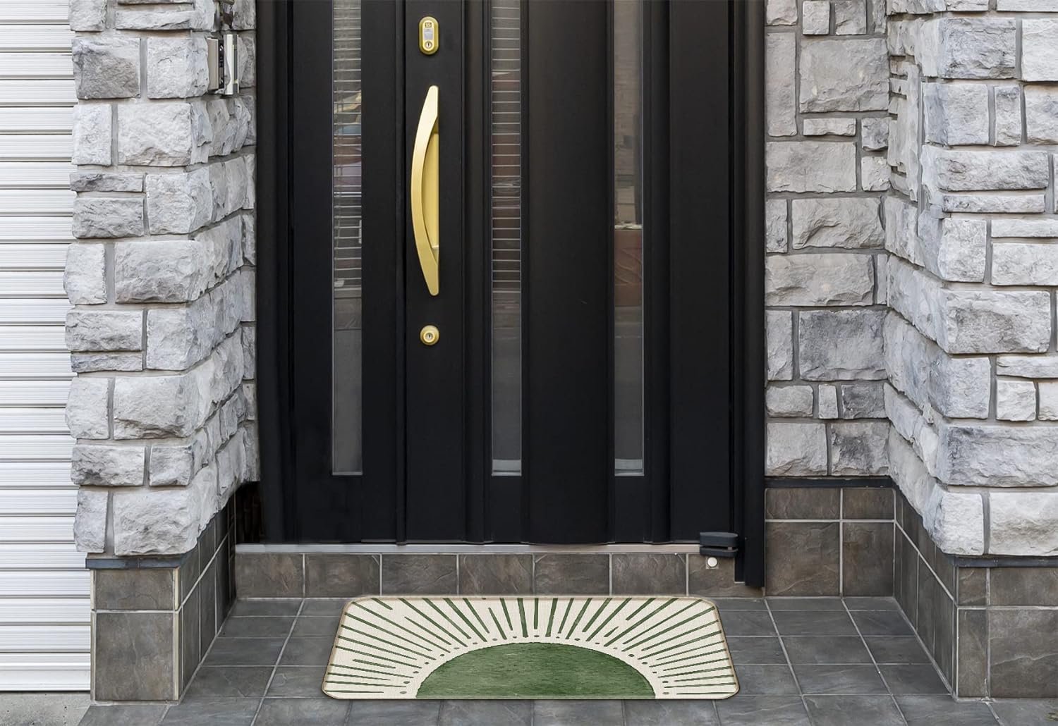 Boho Outside Inside Door Mat, Boho Door Mat Outdoor, Boho Welcome Mat, Boho Front Door Mat Outside Entrance, Boho Indoor Door Mats for Entryway, 17x30 (Green Sun)
