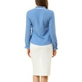 thumbnail image 4 of INSPIRE CHIC Women's Tie Ruffled Neck Blouse Long Sleeves Tops M Blue-Hearts, 4 of 9