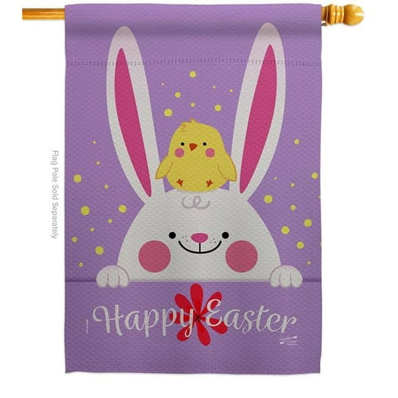 Angeleno Heritage H137346-BO Bunny Chick Springtime Easter Double-Sided Garden Decorative House Flag, Multi Color