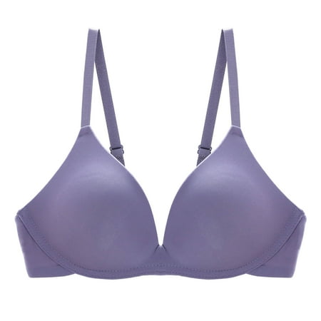 Huvoen Sports Bras for Big Breasts Everyday Bras Women s Bra Soild Wirefree Underwear Bra Everyday Small Cup Underwear Purple XL