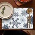 thumbnail image 5 of Blue Christmas Snowflake Pattern Summer Placemats Table Placemats Set Of 4-Linen Kitchen Washable Placemats Table Mats 11.8"x17.7" Non-Slip Heat Resistant, 5 of 6